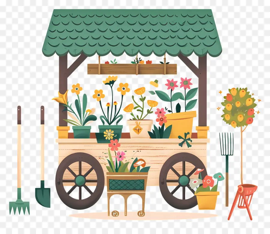 Chariot De Fleurs，Plantes PNG