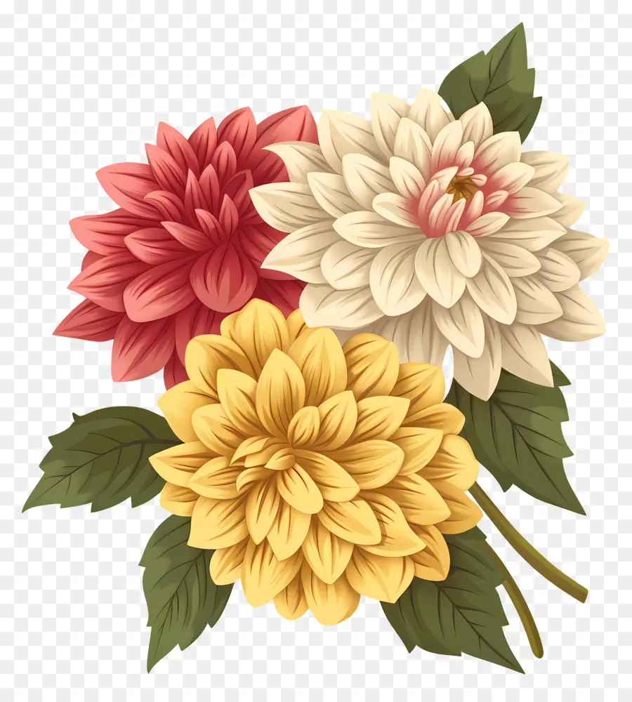 Fleur De Dahlia，Fleurs Roses Et Jaunes PNG