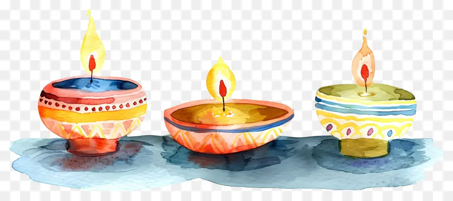 Diwali Diya，Bougies Décoratives PNG