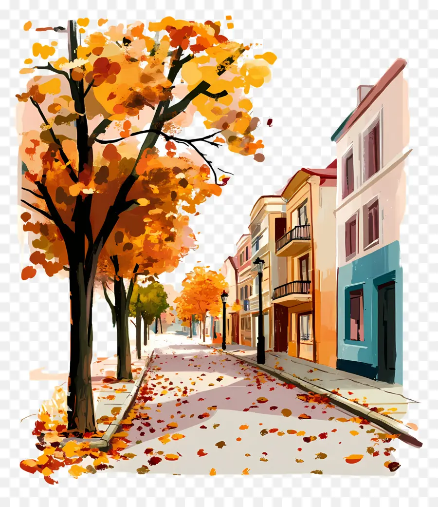 Rue D'automne，Feuilles PNG