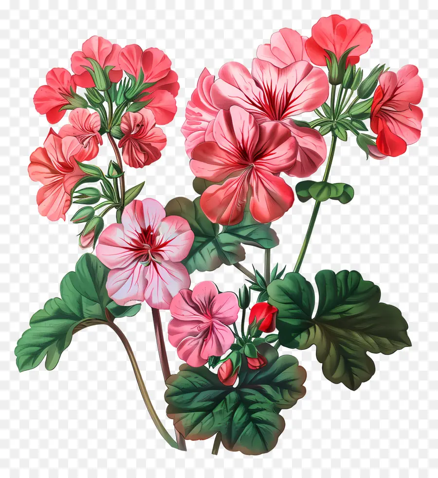 Fleurs Anciennes，Géranium Rose PNG