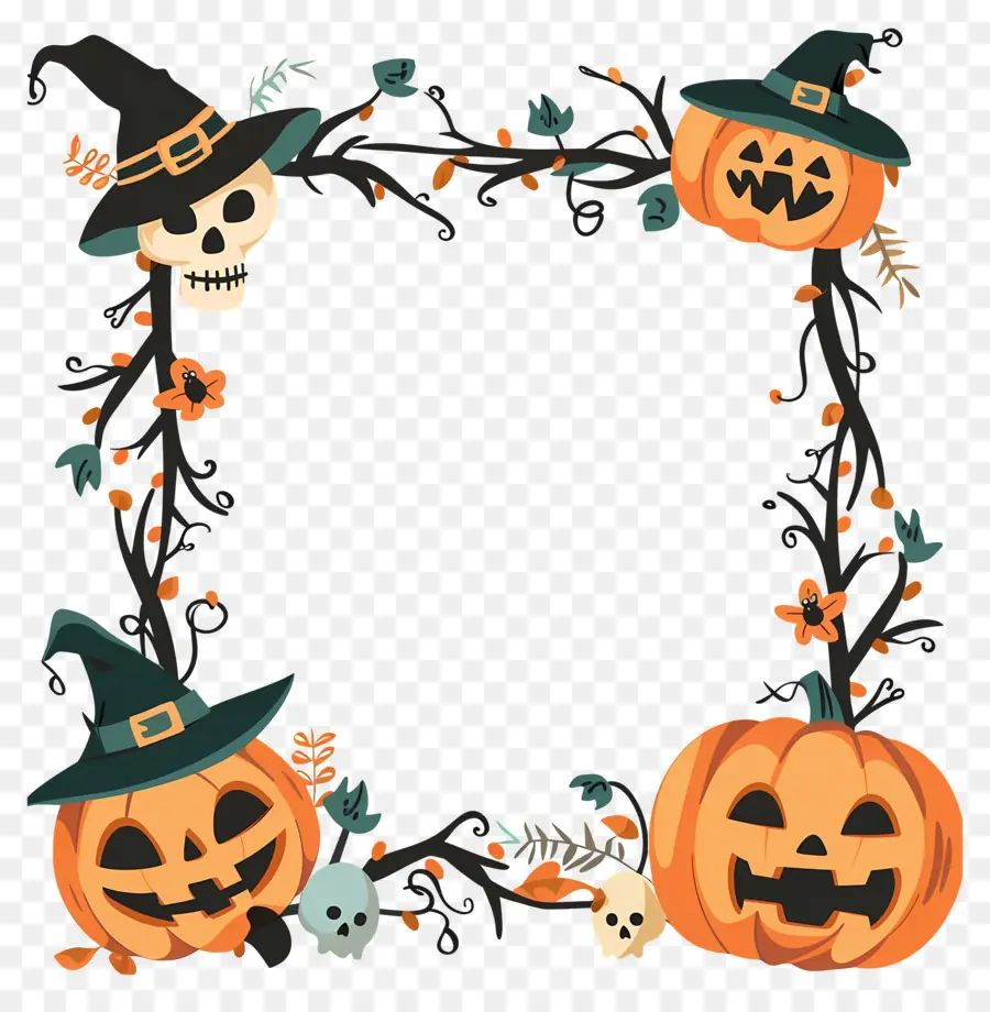 Cadre D'halloween，Citrouille PNG