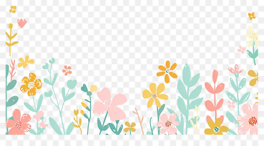 Fleur Pastel，Bordure De Fleurs PNG