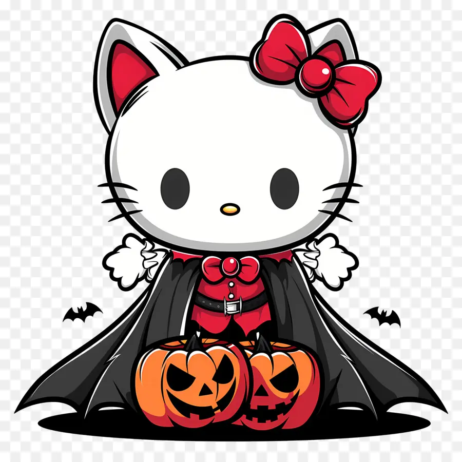 Bonjour Kitty Halloween，Chat Au Cap Rouge PNG