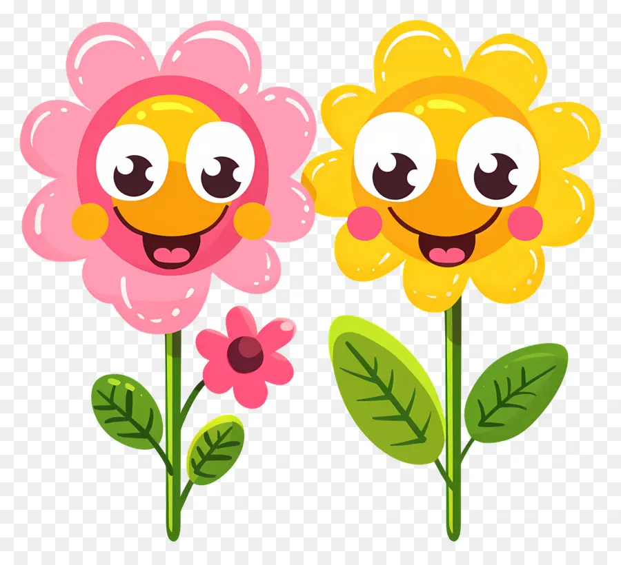 Fleur Emoji，Fleurs Colorées De Dessin Animé PNG