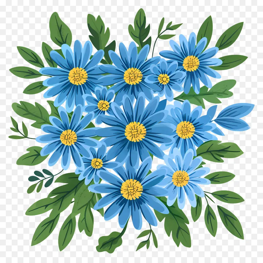 Fleurs De Marguerite，Bouquet De Fleurs Bleues PNG