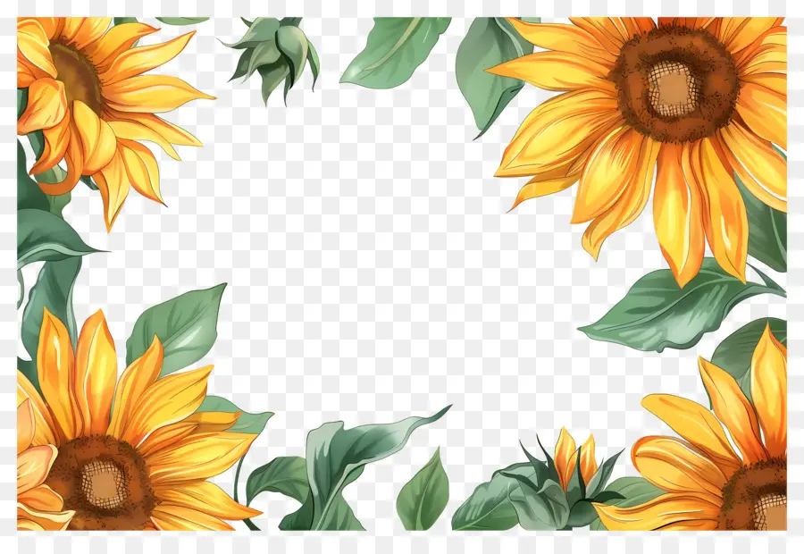 Cadre De Tournesols，Tournesols PNG