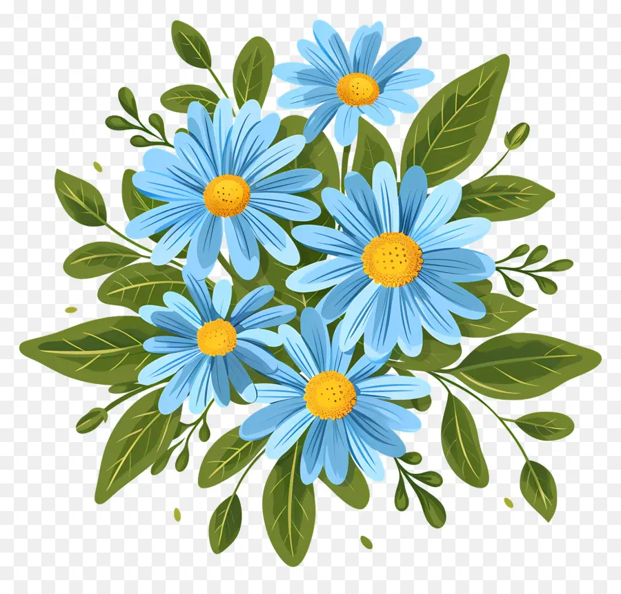 Fleurs De Marguerite，Bouquet De Fleurs Bleues PNG