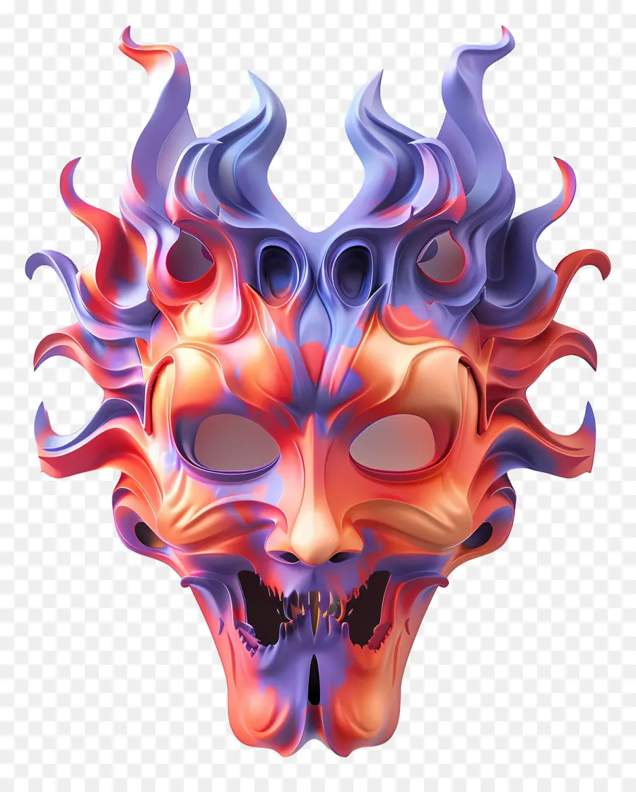 Masque D'halloween，Masque De Flamme Coloré PNG