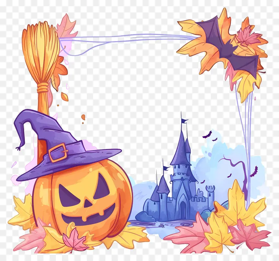 Cadre D'halloween，Citrouille PNG