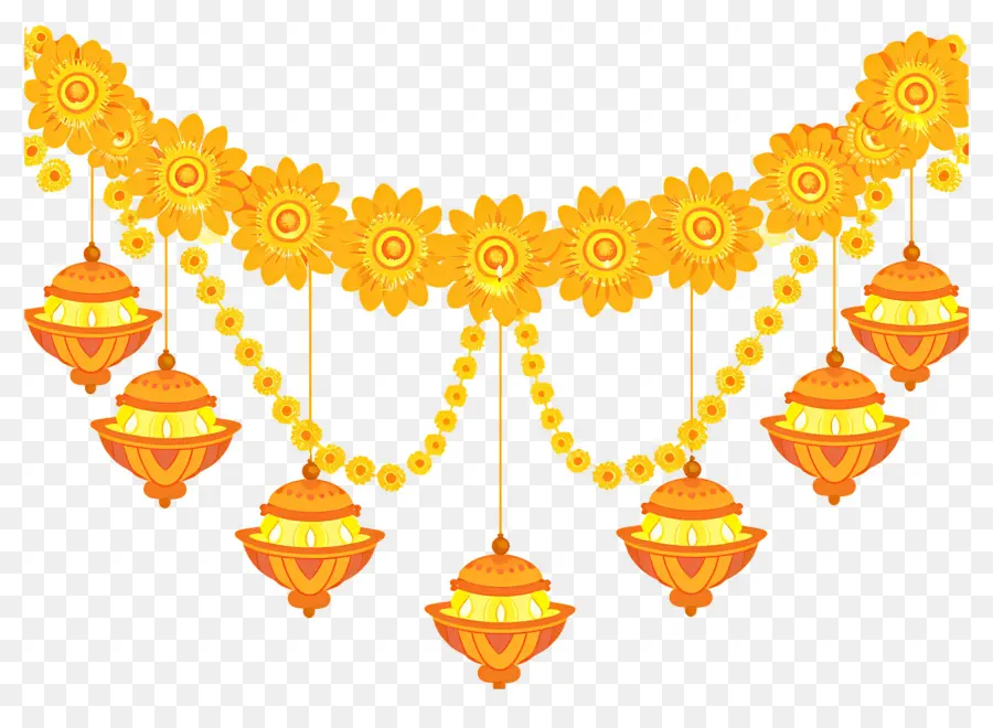 Guirlande De Soucis De Diwali，Guirlande De Fleurs PNG