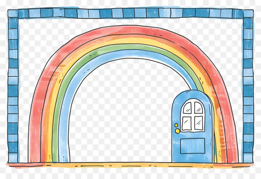 Cadre Mignon，Porte Arc En Ciel PNG