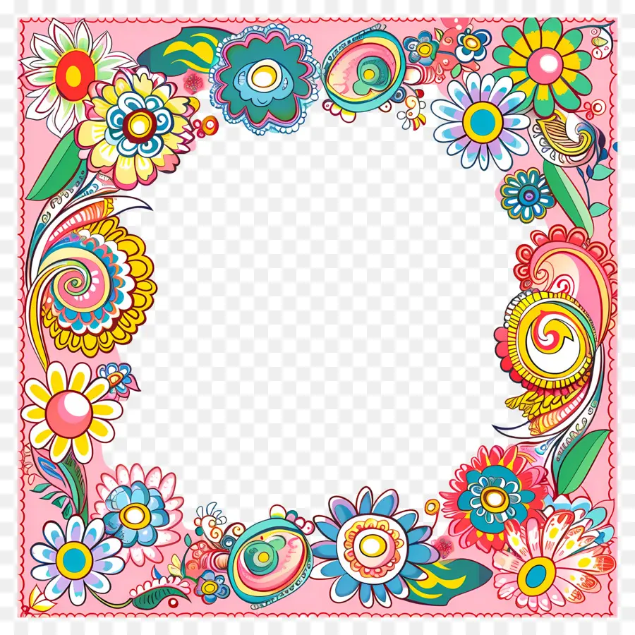 Cadre Floral，Cadre Floral Coloré PNG