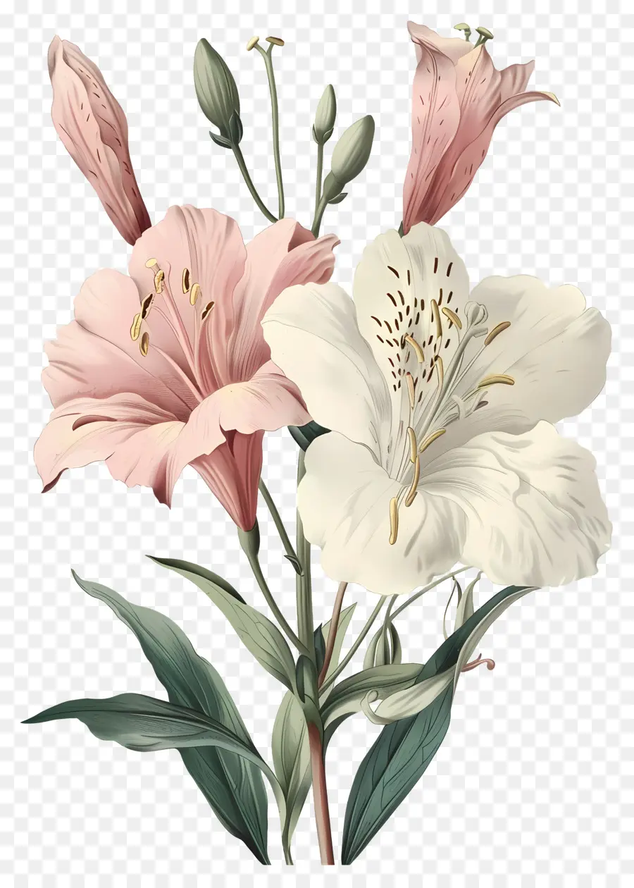 Fleurs Anciennes，Fleurs Roses PNG