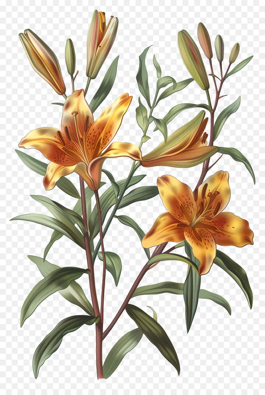 Fleurs Anciennes，Lys Oranges PNG