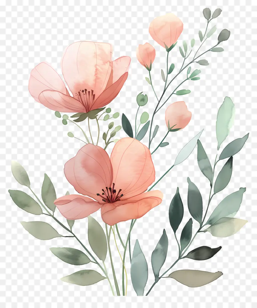 Fleurs Aquarelles，Fleurs PNG