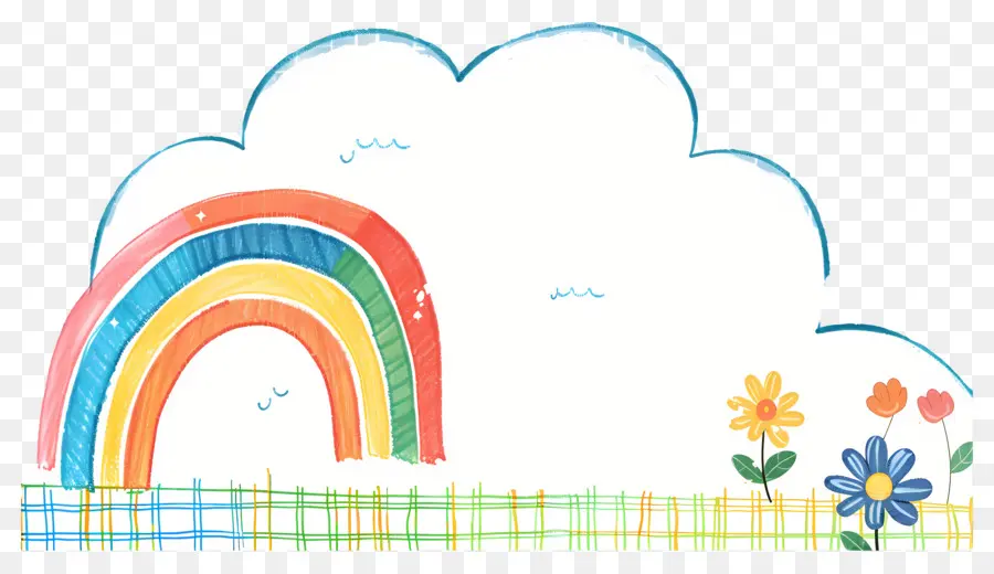 Cadre Mignon，Arc En Ciel Et Nuage PNG