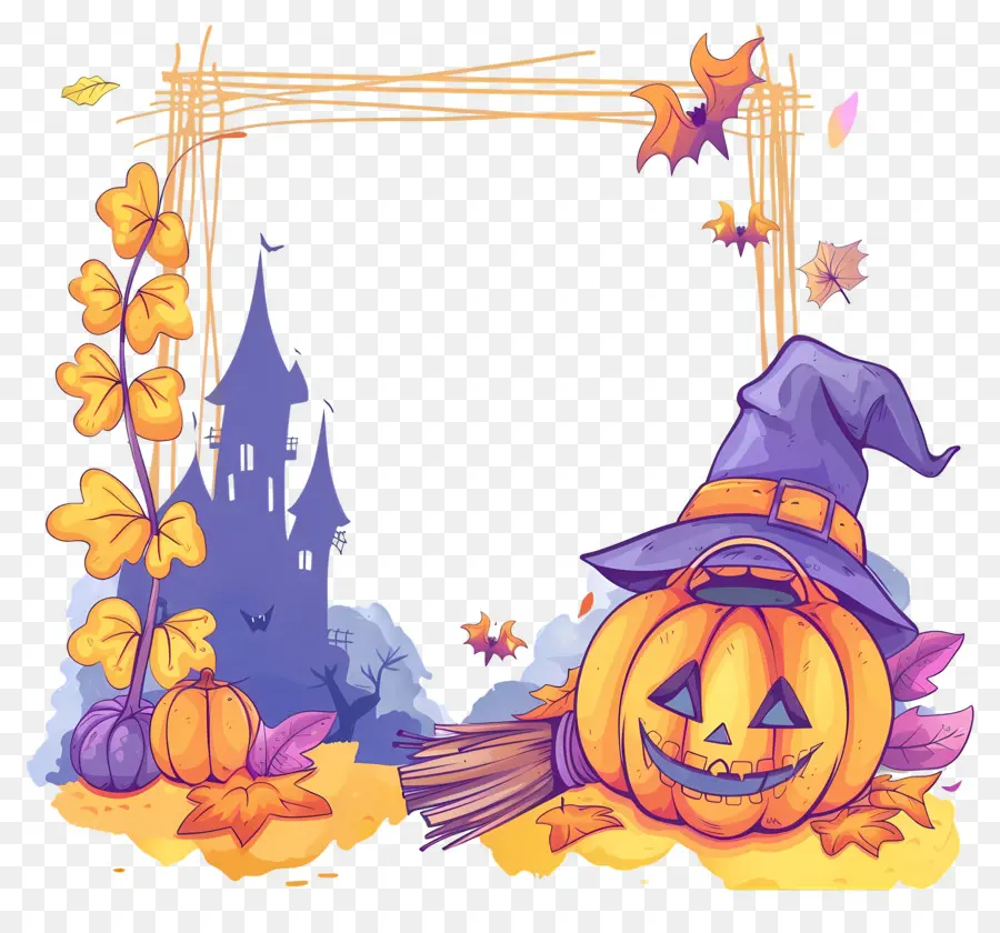 Cadre D'halloween，Citrouille PNG