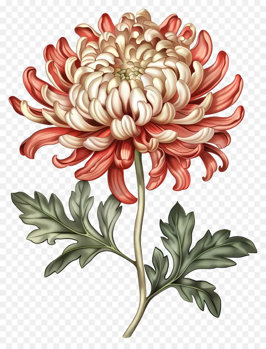 Fleur Vintage，Chrysanthème Rouge PNG