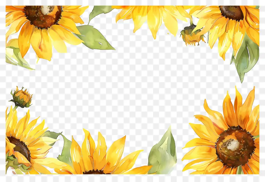 Cadre De Tournesols，Tournesols PNG