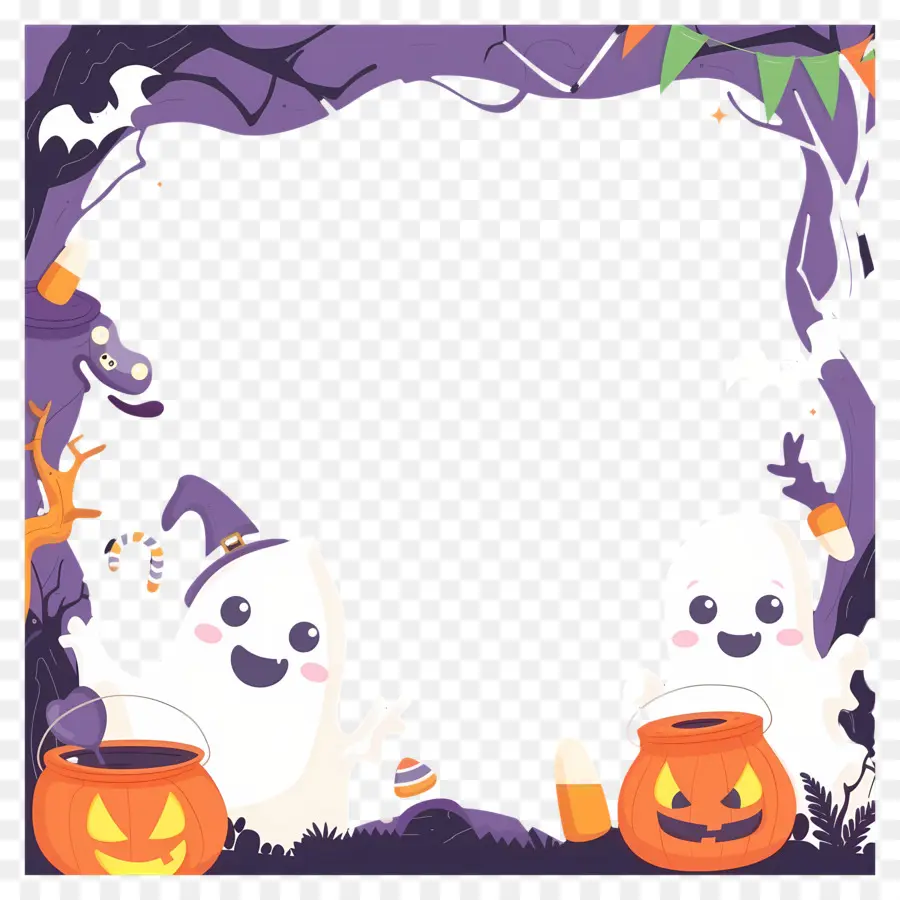 Cadre D'halloween，Cadre Fantôme D'halloween PNG