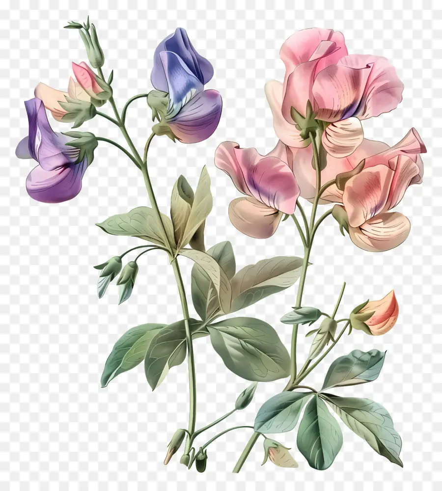 Fleurs Anciennes，Fleurs Pastel PNG