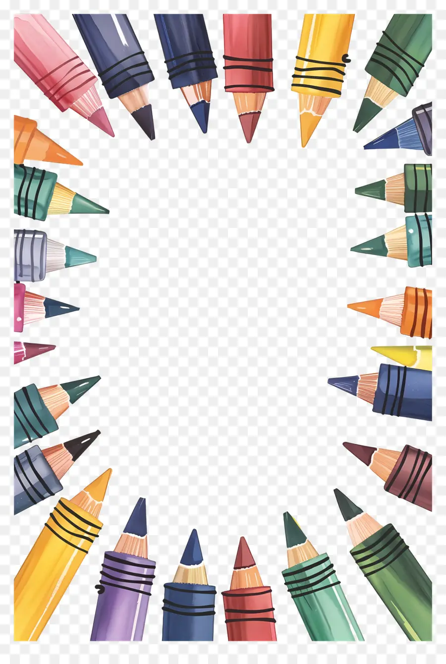 Cadre De Crayons De Couleur，Cadre à Crayons PNG