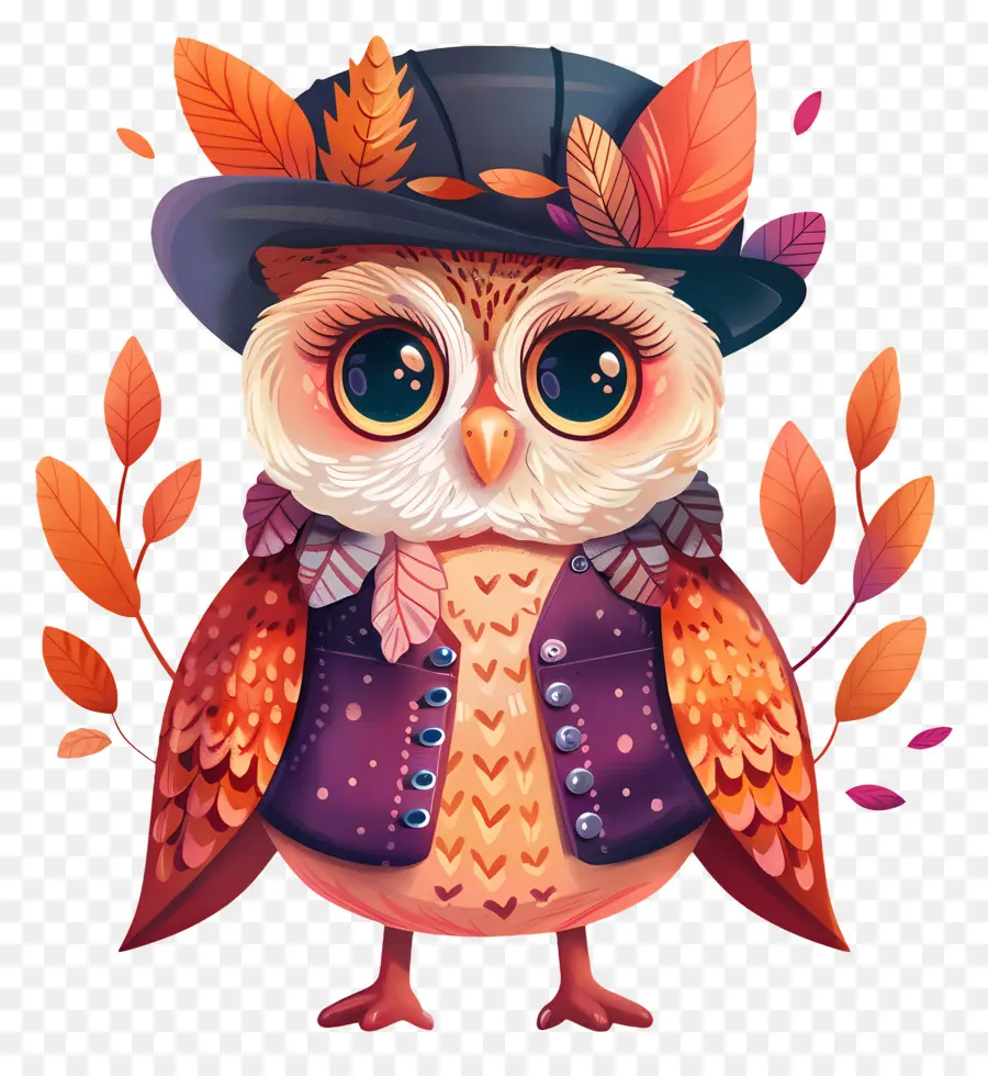 Chouette D'automne，Hibou Avec Bonnet PNG