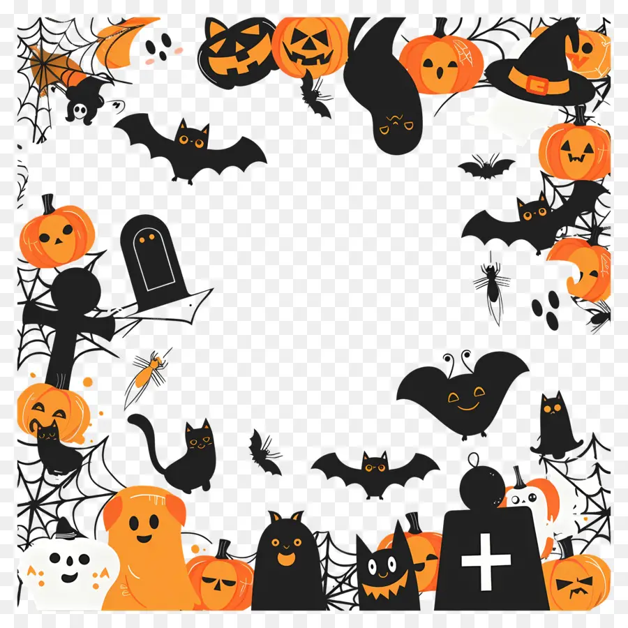 Cadre D'halloween，Citrouilles PNG