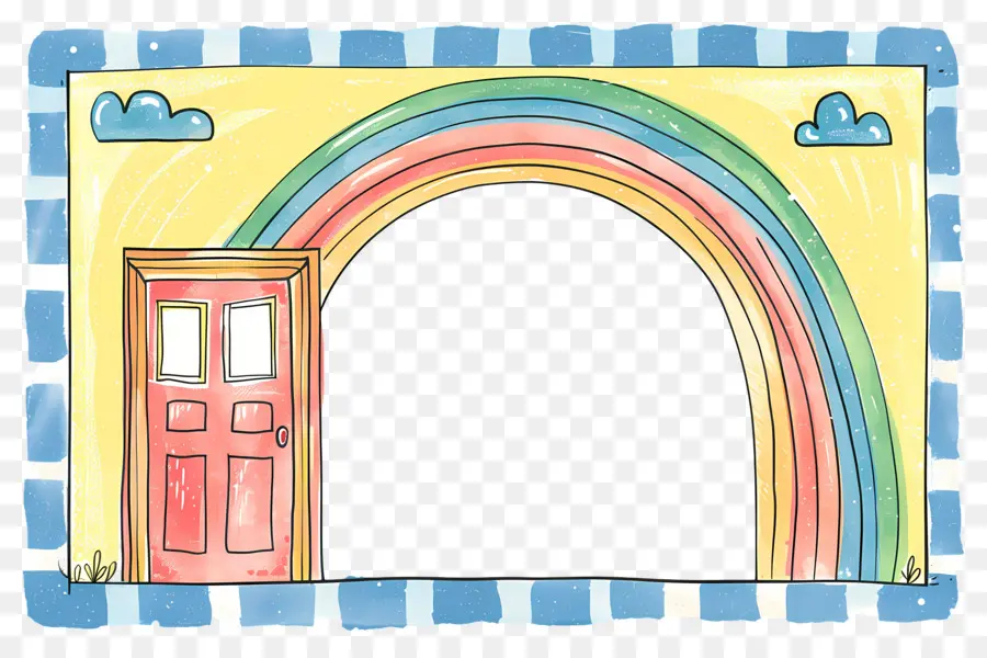 Cadre Mignon，Arc En Ciel Et Porte PNG