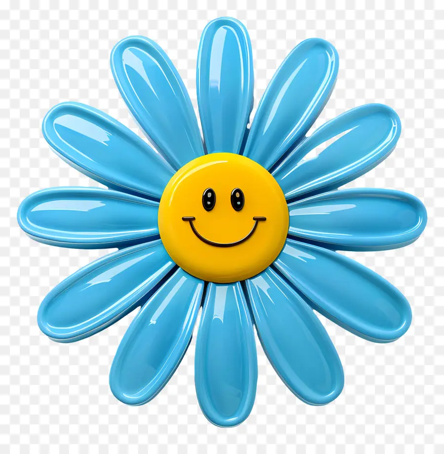 Fleur Emoji，Fleur Bleue Heureuse PNG