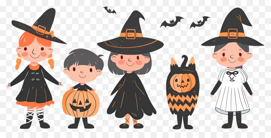 Enfants D'halloween，Enfants En Costumes D'halloween PNG