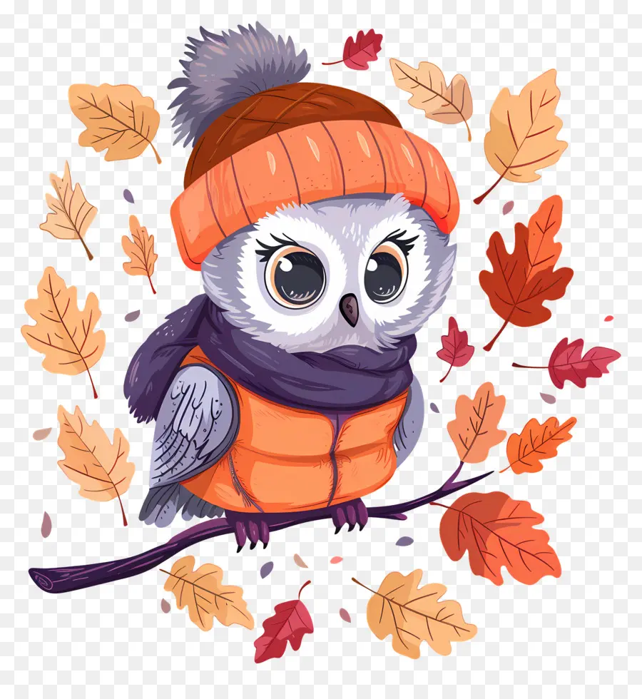 Chouette D'automne，Hibou Avec écharpe PNG