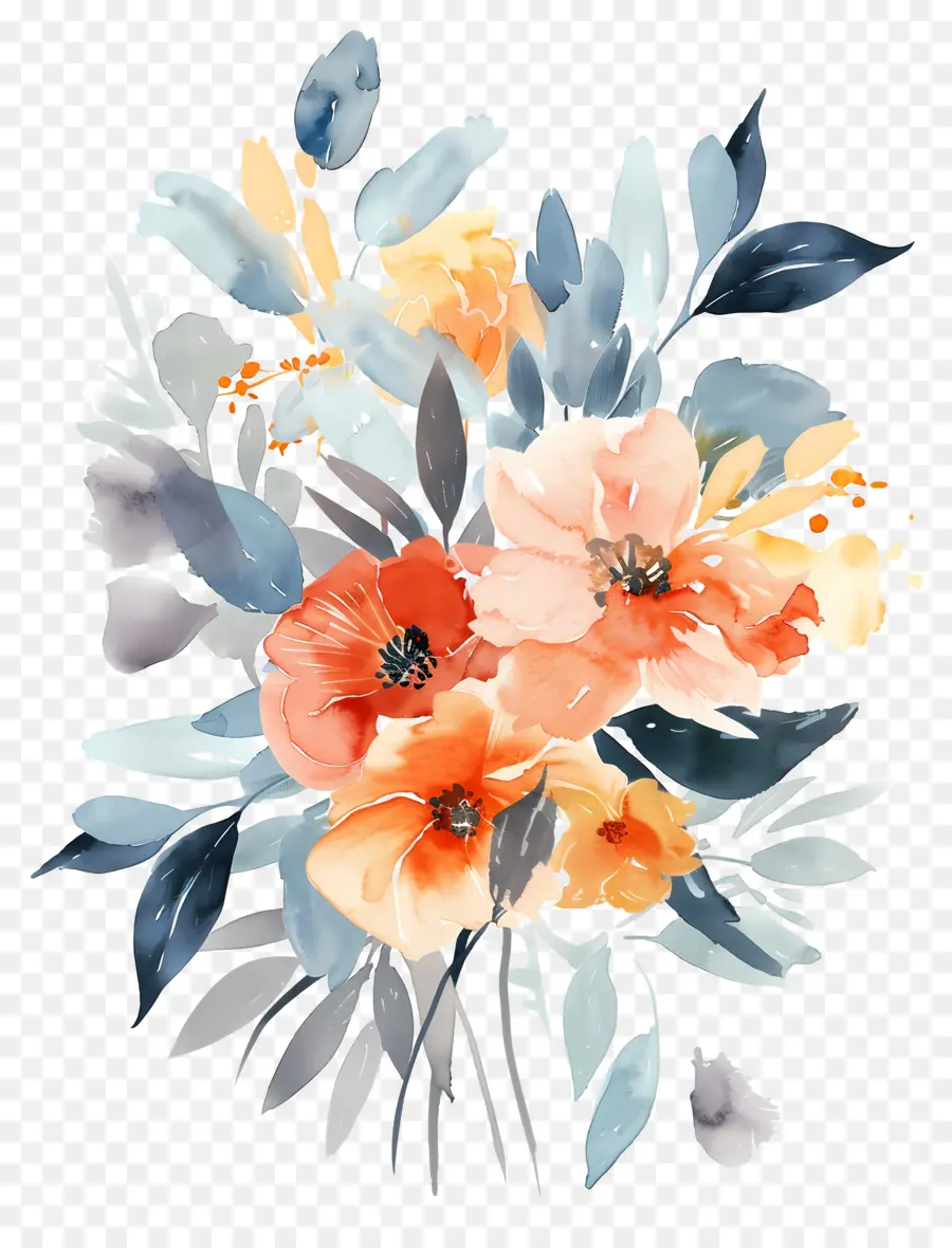 Fleurs Aquarelles，Fleurs Beiges PNG