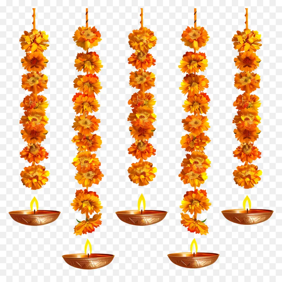 Guirlande De Soucis De Diwali，Guirlandes Et Lampes De Souci PNG