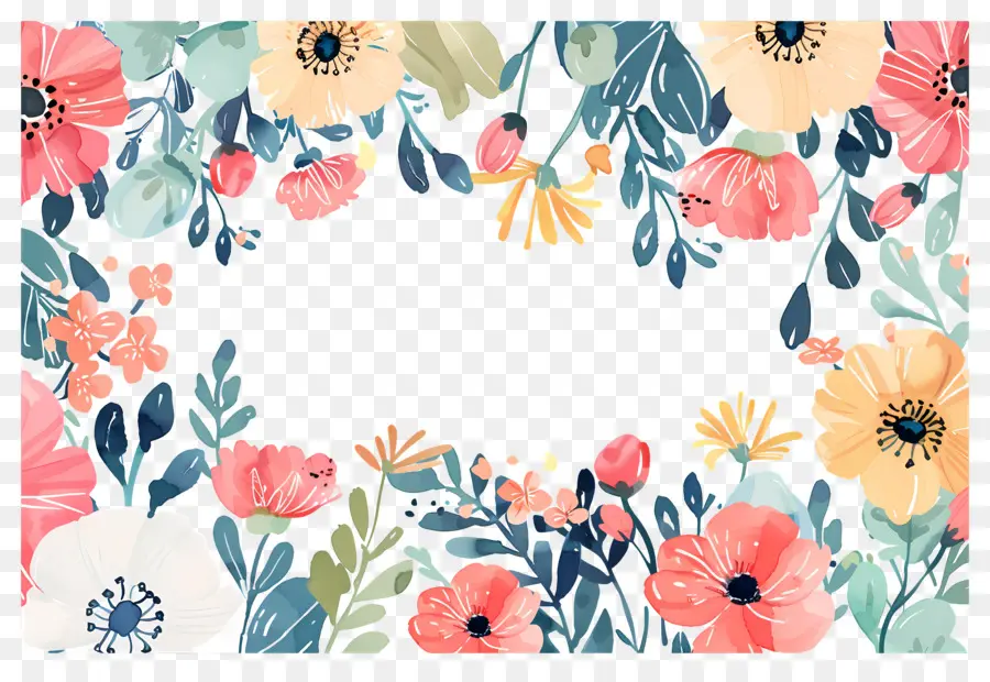 Fleur Pastel，Cadre Floral PNG