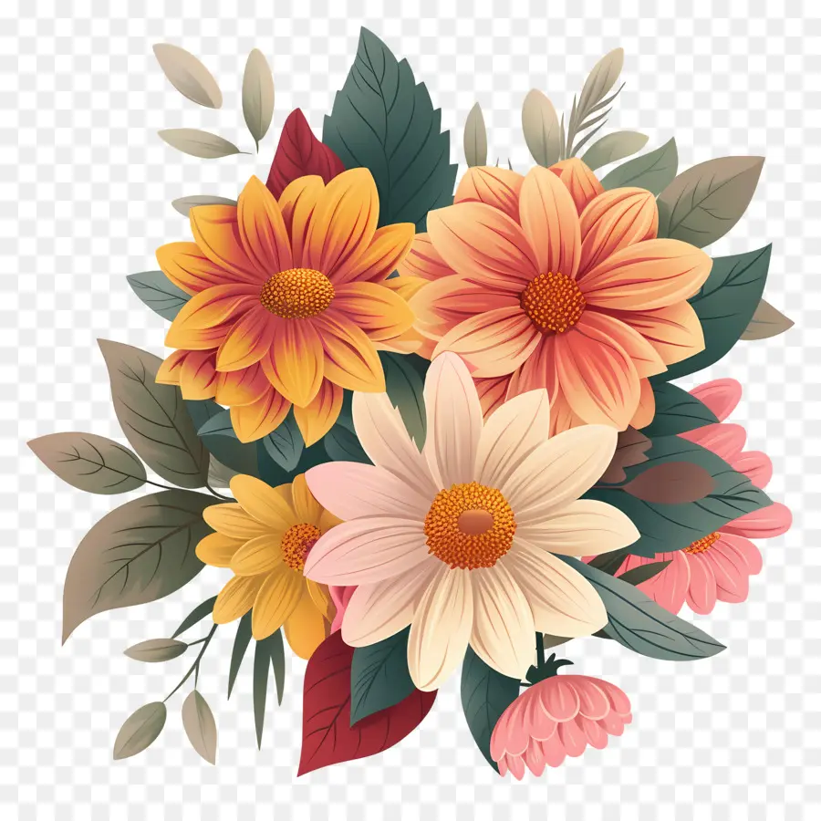 Fleur De Dahlia，Fleurs Colorées PNG