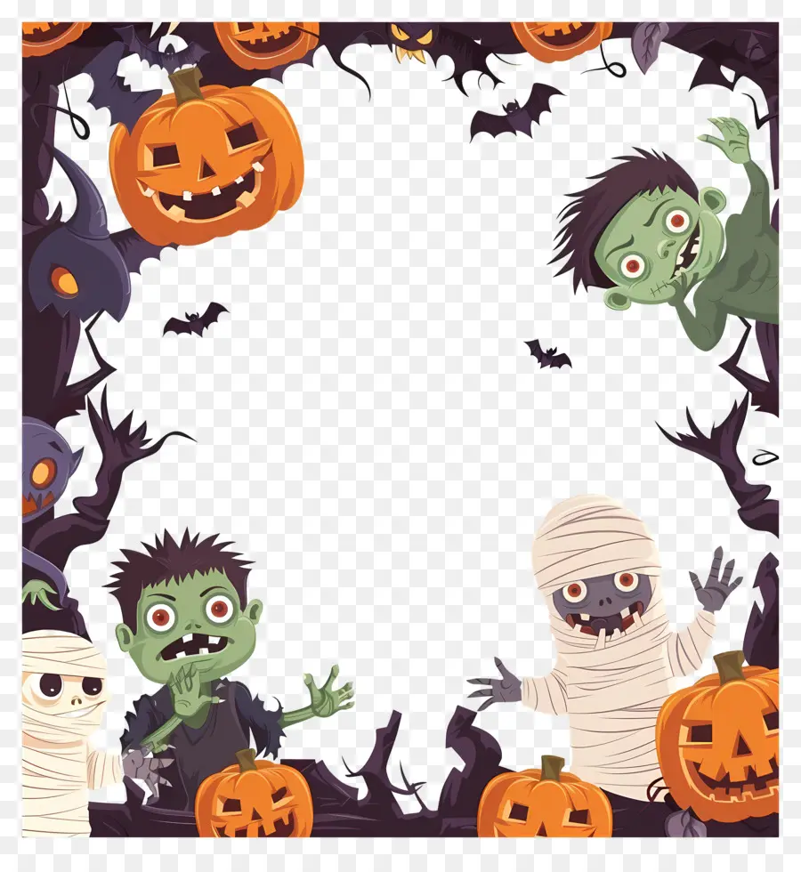 Cadre D'halloween，Citrouilles PNG