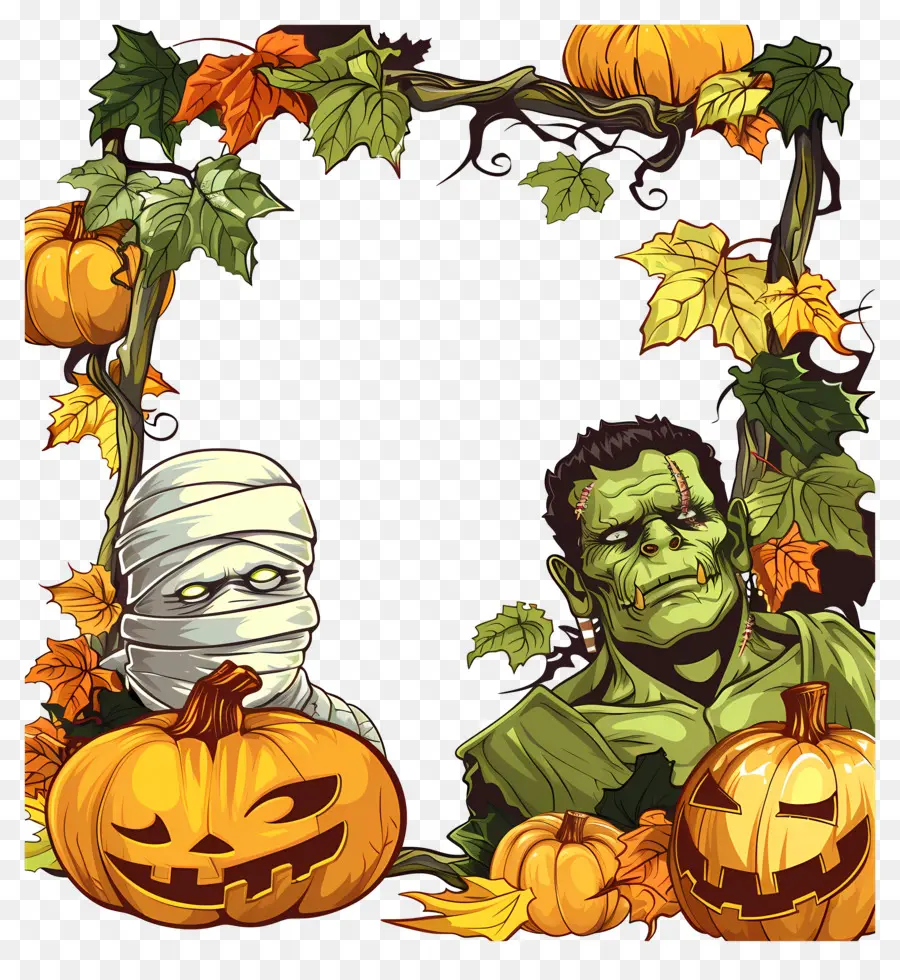 Cadre D'halloween，Citrouilles PNG