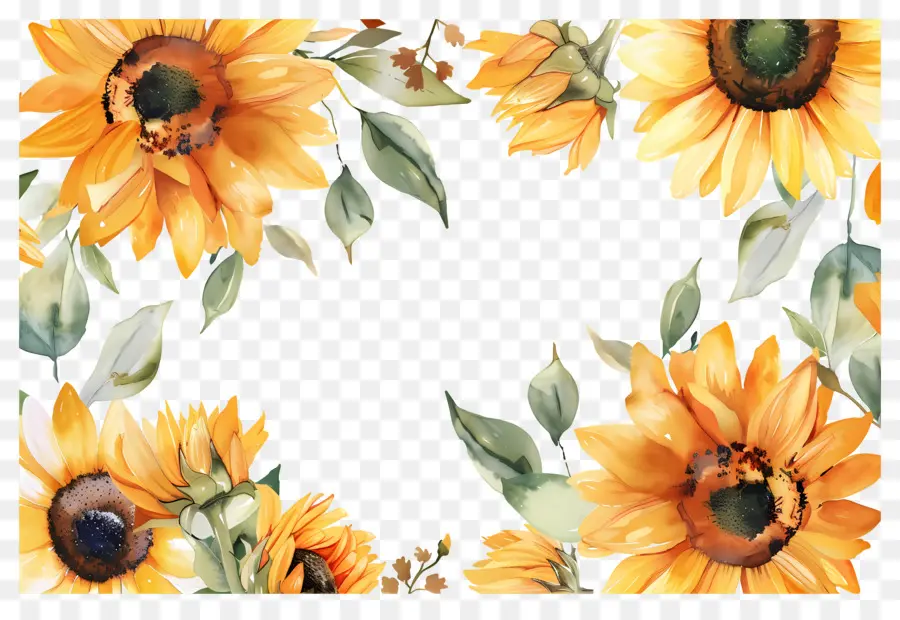 Cadre De Tournesols，Tournesols PNG