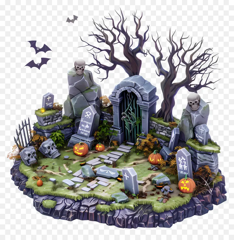 Cimetière D'halloween，Cimetière PNG