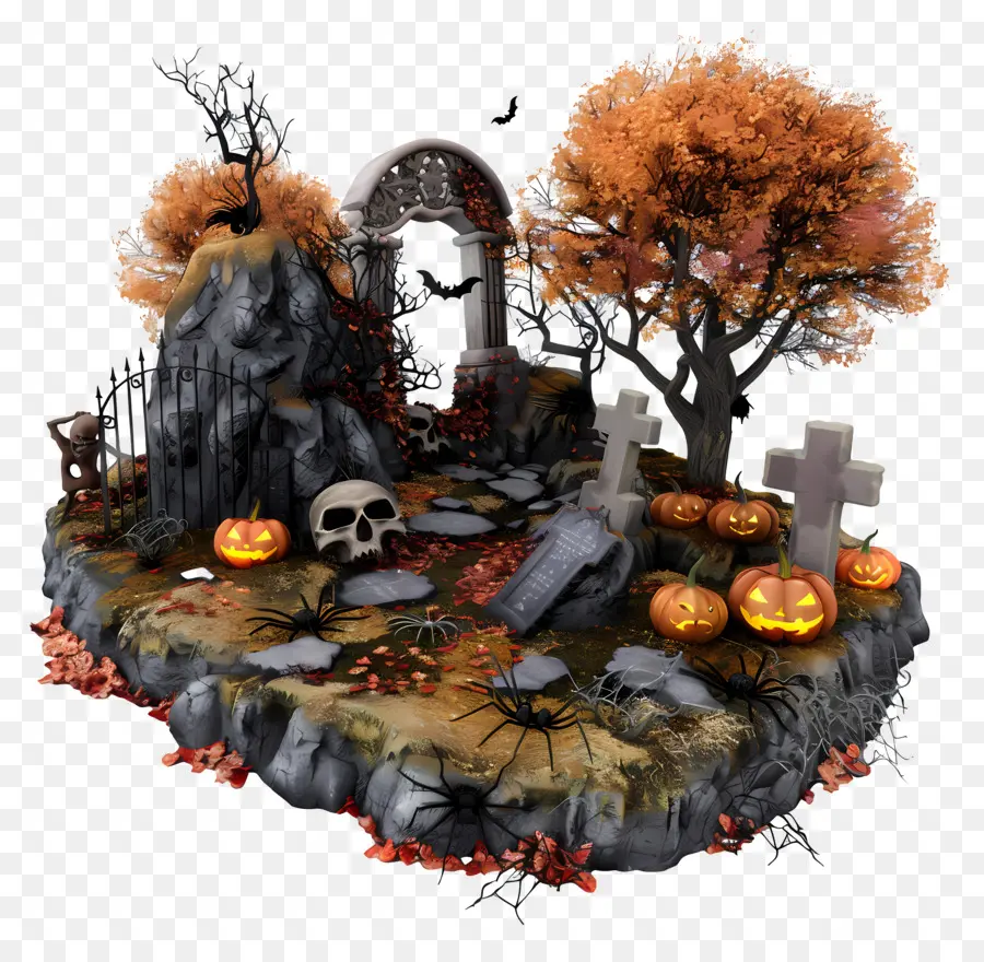 Cimetière D'halloween，Citrouilles PNG