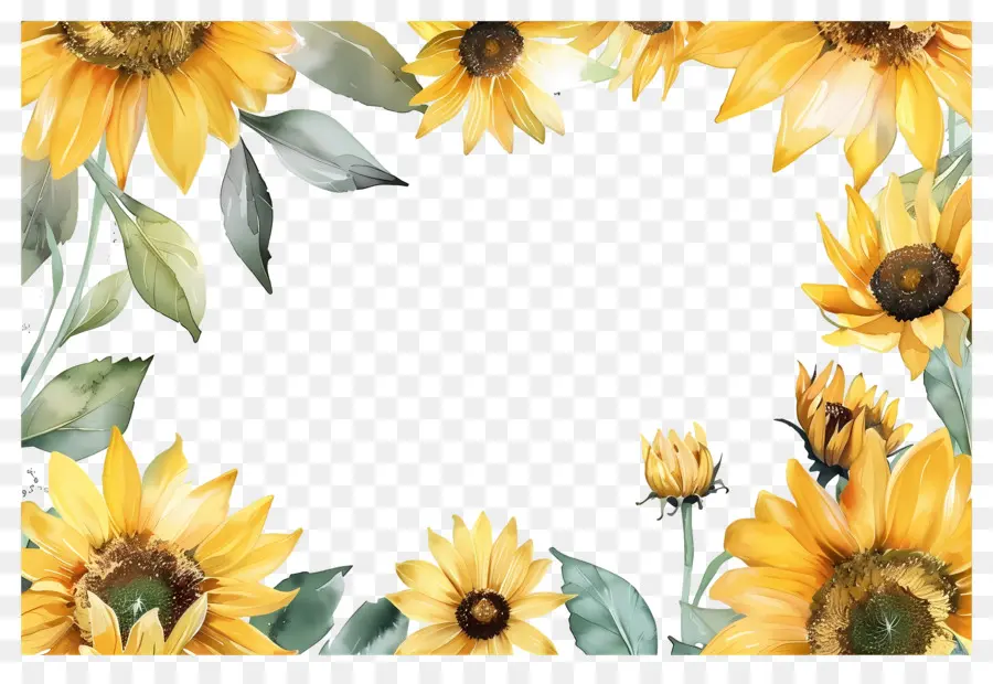 Cadre De Tournesols，Tournesols PNG