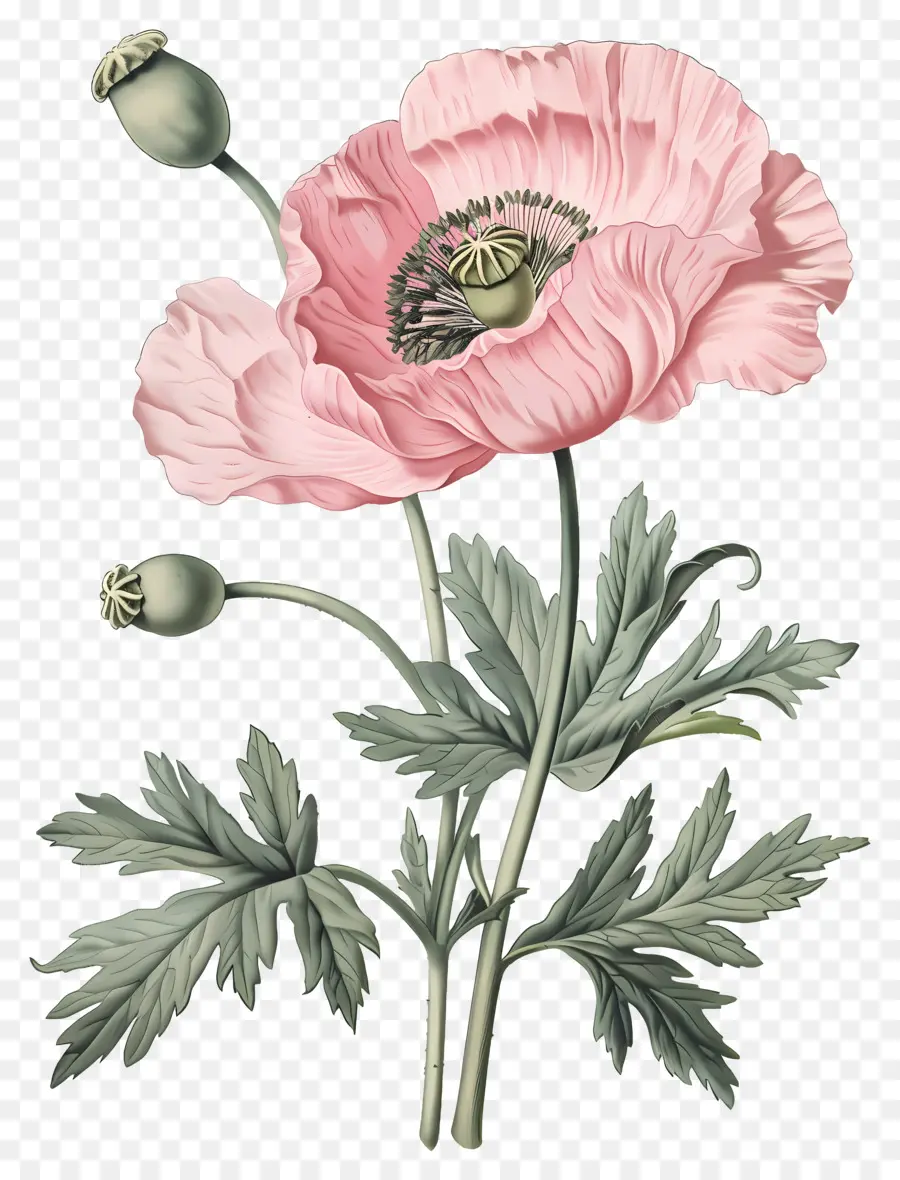 Fleur Vintage，Coquelicot Rose PNG