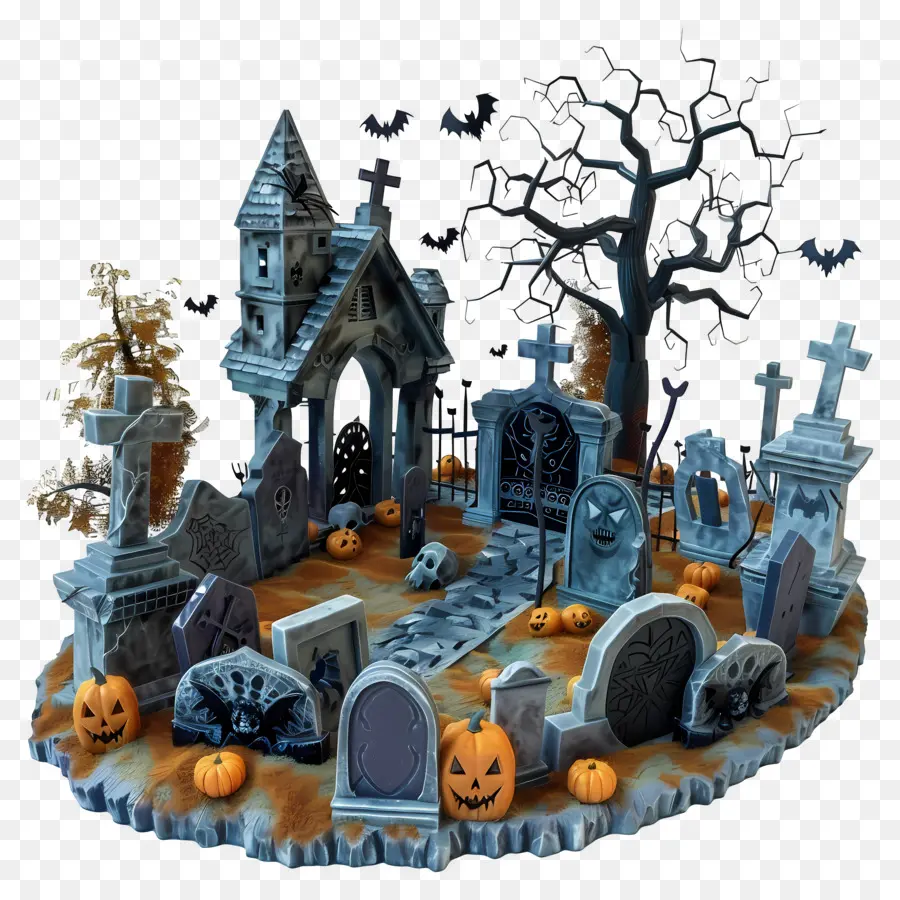 Cimetière D'halloween，Cimetière PNG