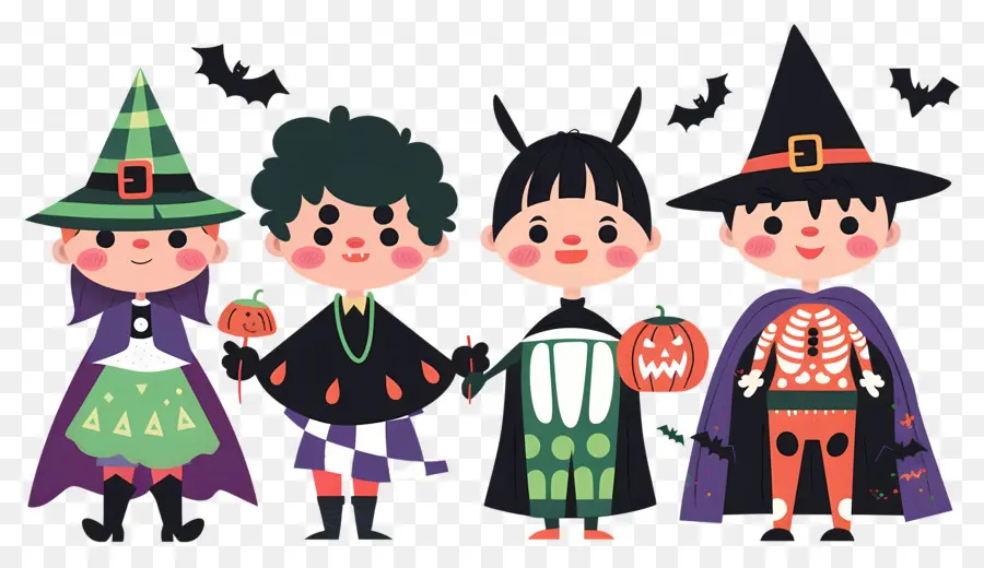 Enfants D'halloween，Enfants En Costumes D'halloween PNG