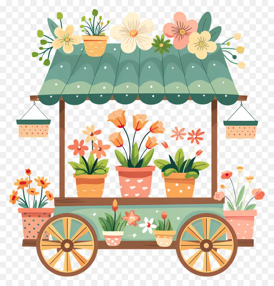 Chariot De Fleurs，Fleurs PNG