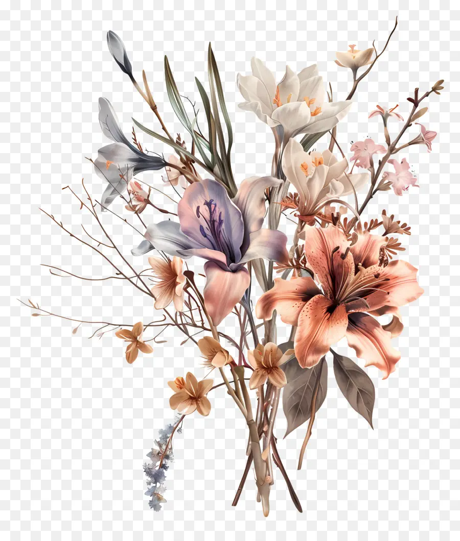 Fleurs Séchées，Fleurs Colorées PNG