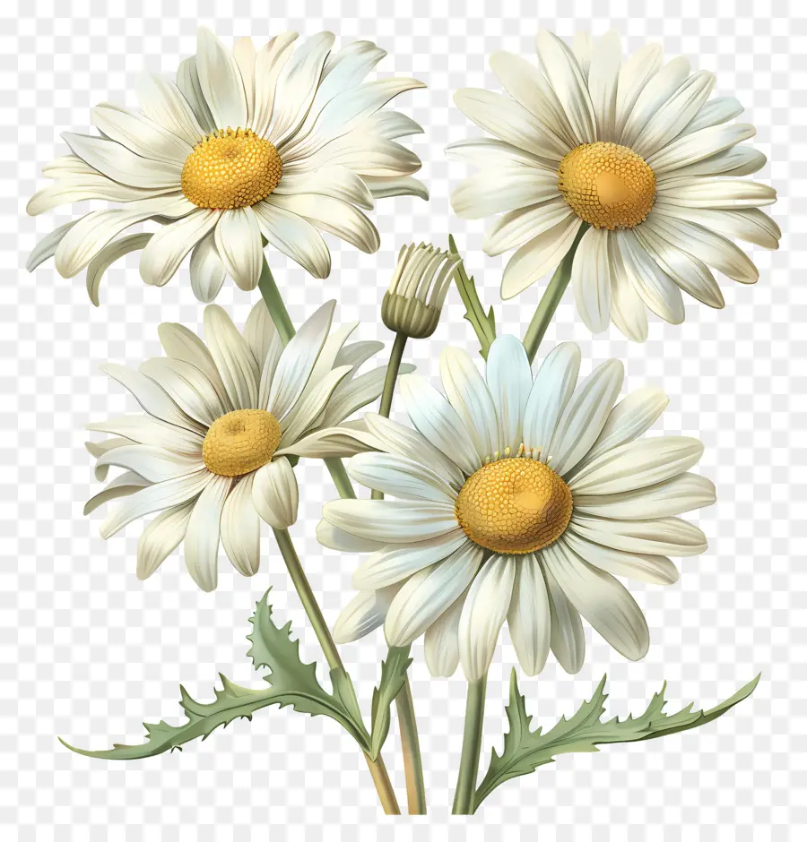 Fleurs Anciennes，Marguerites Blanches PNG