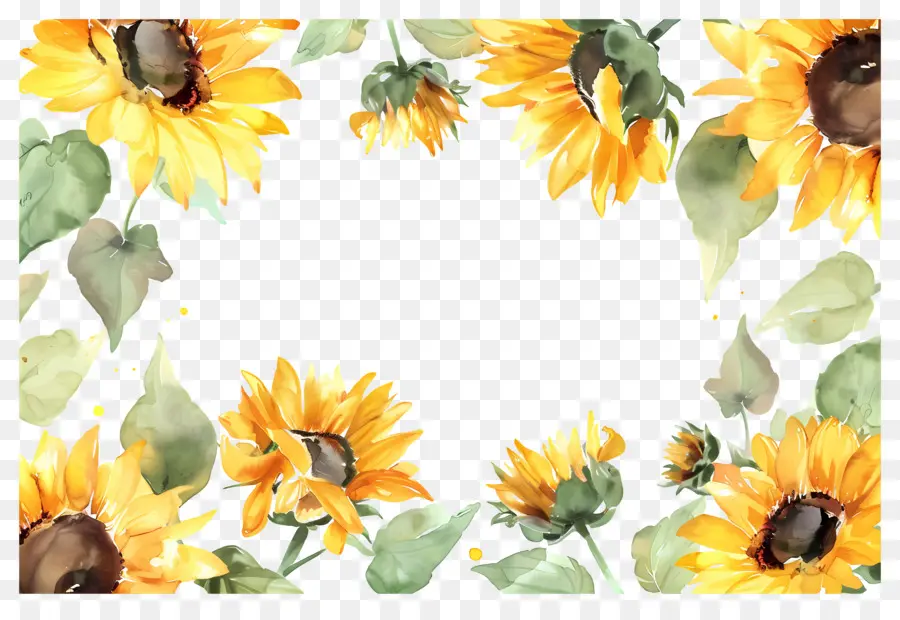 Cadre De Tournesols，Tournesols PNG